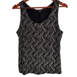 Helene Blake Womens XL Black & Silver Glitter Stretch Y2K Festive 90s Tank Top‎
